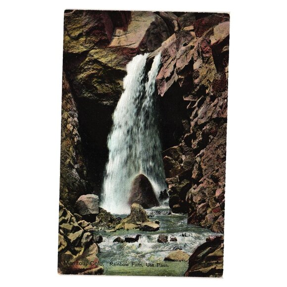 Vintage Manitou Colorado Rainbow Falls Ute Pass Postcard Historical Scenic View - Picture 1 of 2